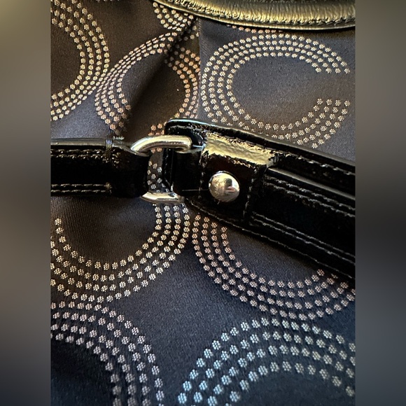 Coach Ashley Dotted Op Art Patent Leather Shoulder Bag black gray - Picture 10 of 11